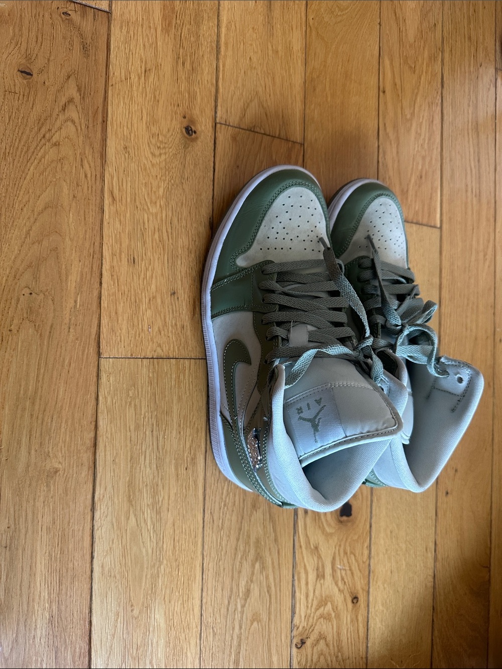 Jordan High-Top Sneakers in Sage Green and Light Gray